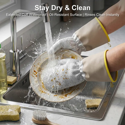 2Pcs Wire Dishwashing Gloves, Waterproof PVC2pcs Liner Scrubber Gloves,Non-Scratch Cleaning Gloves for Kitchen, Reusable & Durable, Protect Hands & Cookware#SummerWins #DealsForYouDays