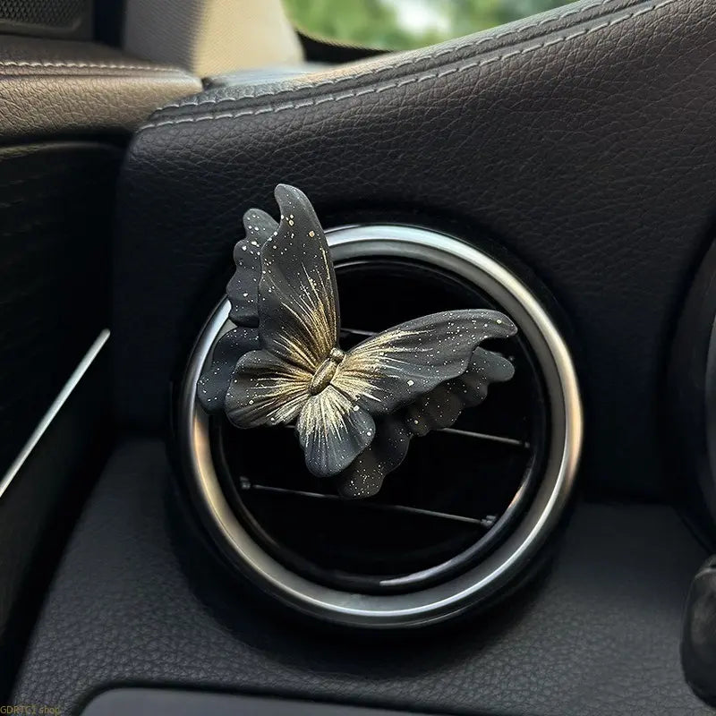 Premium Black Butterfly Car Fragrance Ornament, Car Console Decoration, Car Interior Diffuser Stone Gift