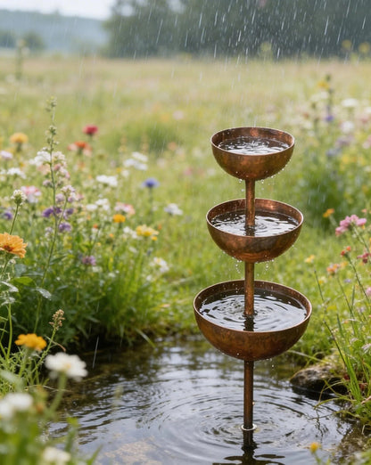 🐦Final Hours Flash !!⚡ Rain Catcher - Plant Support 🌧️Metal Garden Ornament