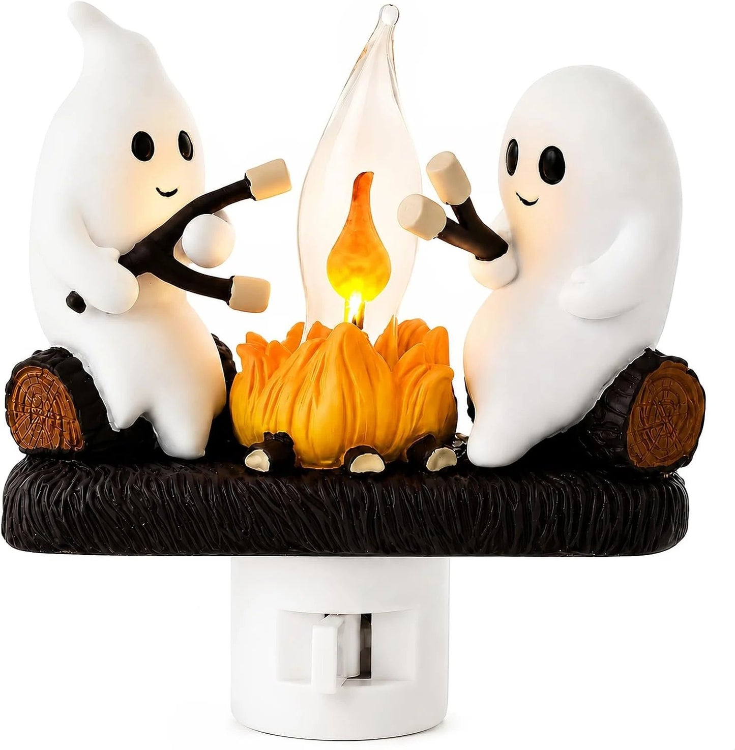Ghost Campfire Night Light, Plug-in Wall Flickering Flame Nightlight