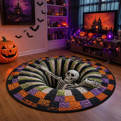 Halloween Skull-Themed Round Rug