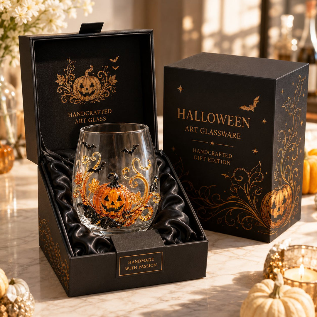 🔥LAST DAY 49% OFF - 🎃 3D Halloween Artisan Glass Cups, Festive Parties & Cozy Fall Home Bar Vibes