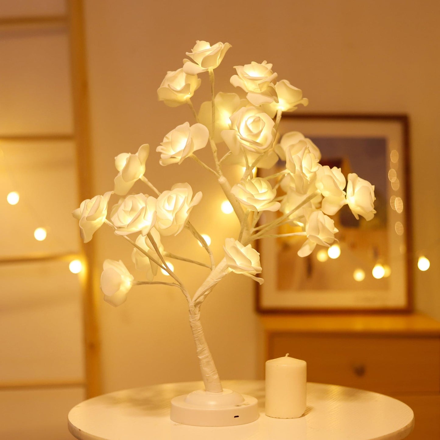 LED Rose Flower Tree Lamp - USB/Battery Powered Tabletop Decor Gift