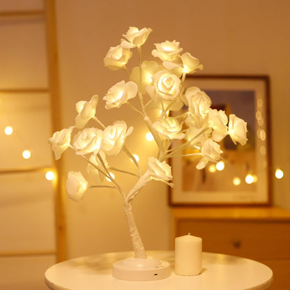 LED Rose Flower Tree Lamp - USB/Battery Powered Tabletop Decor Gift