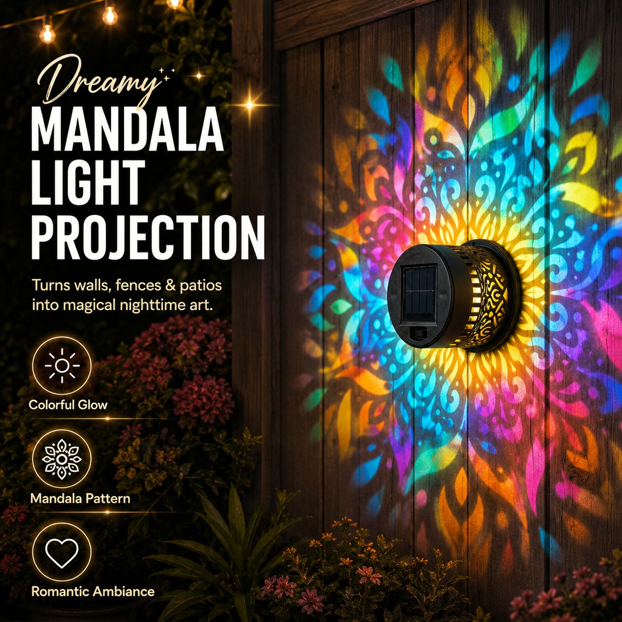 Solar Pattern Shadow Light for GardenFence and Patio Decor