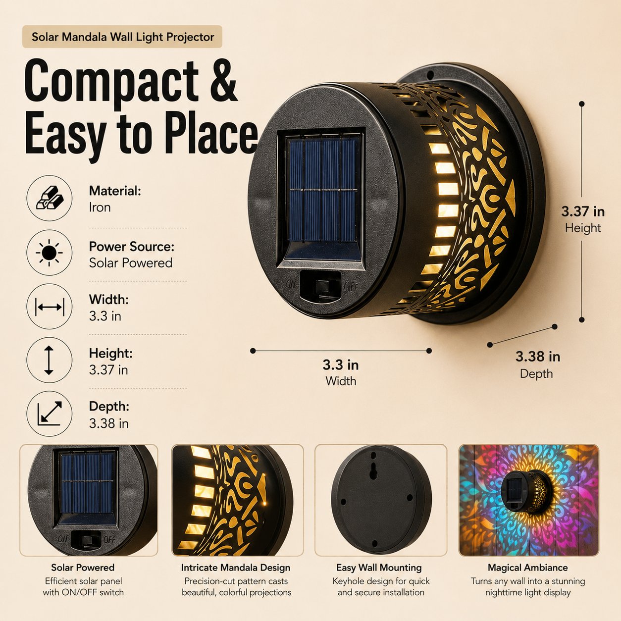Solar Pattern Shadow Light for GardenFence and Patio Decor