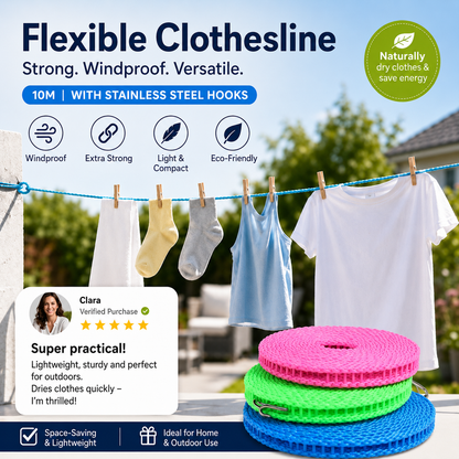 Portable Clothesline – No Drilling, Quick to Hung & Use Anywhere