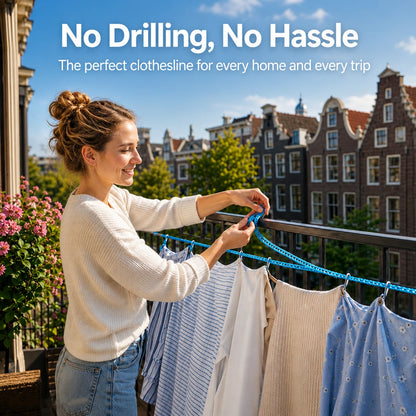 Portable Clothesline – No Drilling, Quick to Hung & Use Anywhere