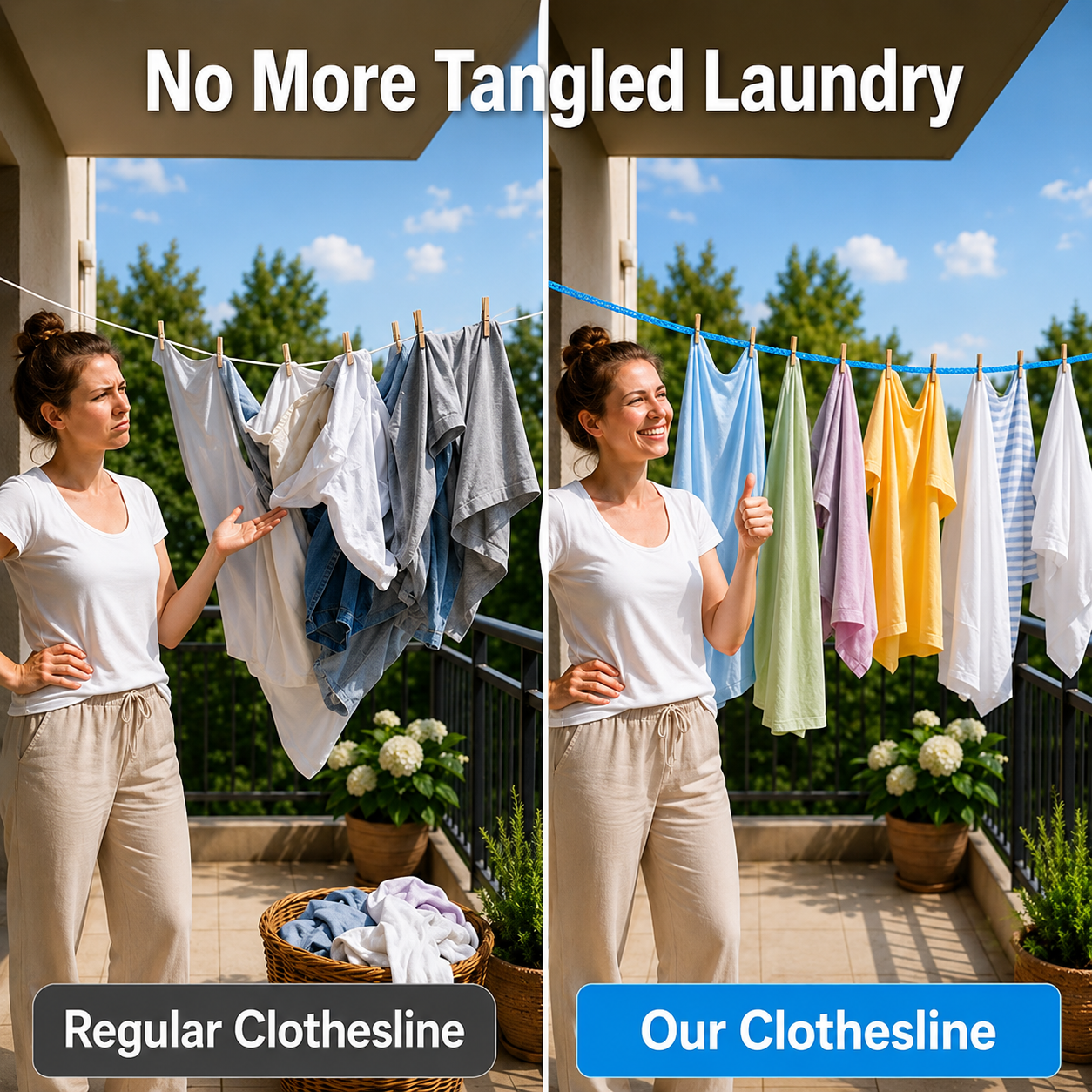 Portable Clothesline – No Drilling, Quick to Hung & Use Anywhere