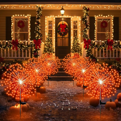 Garden Decor Outdoor Lights LED 2Pack, Solar Garden Lights Outside Fairy Firework Decorative,Solar Powered for Yard Pathway Flowerbed Planter Balcony Patio 4th of July Decor (Warm White