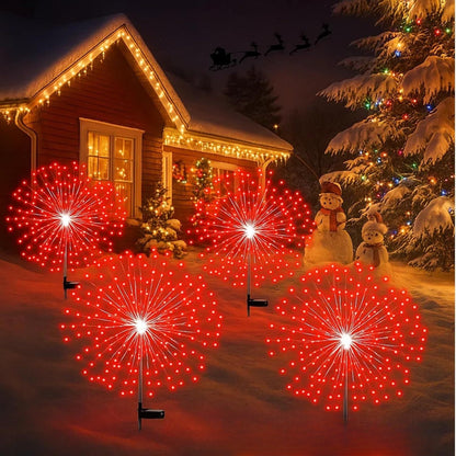 Garden Decor Outdoor Lights LED 2Pack, Solar Garden Lights Outside Fairy Firework Decorative,Solar Powered for Yard Pathway Flowerbed Planter Balcony Patio 4th of July Decor (Warm White
