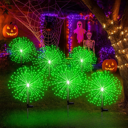 Garden Decor Outdoor Lights LED 2Pack, Solar Garden Lights Outside Fairy Firework Decorative,Solar Powered for Yard Pathway Flowerbed Planter Balcony Patio 4th of July Decor (Warm White
