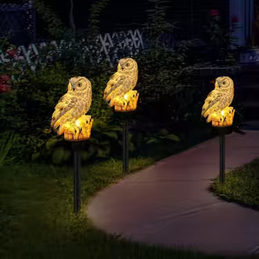 Solar-Powered Owl Lawn And Garden Decorative Stake Light