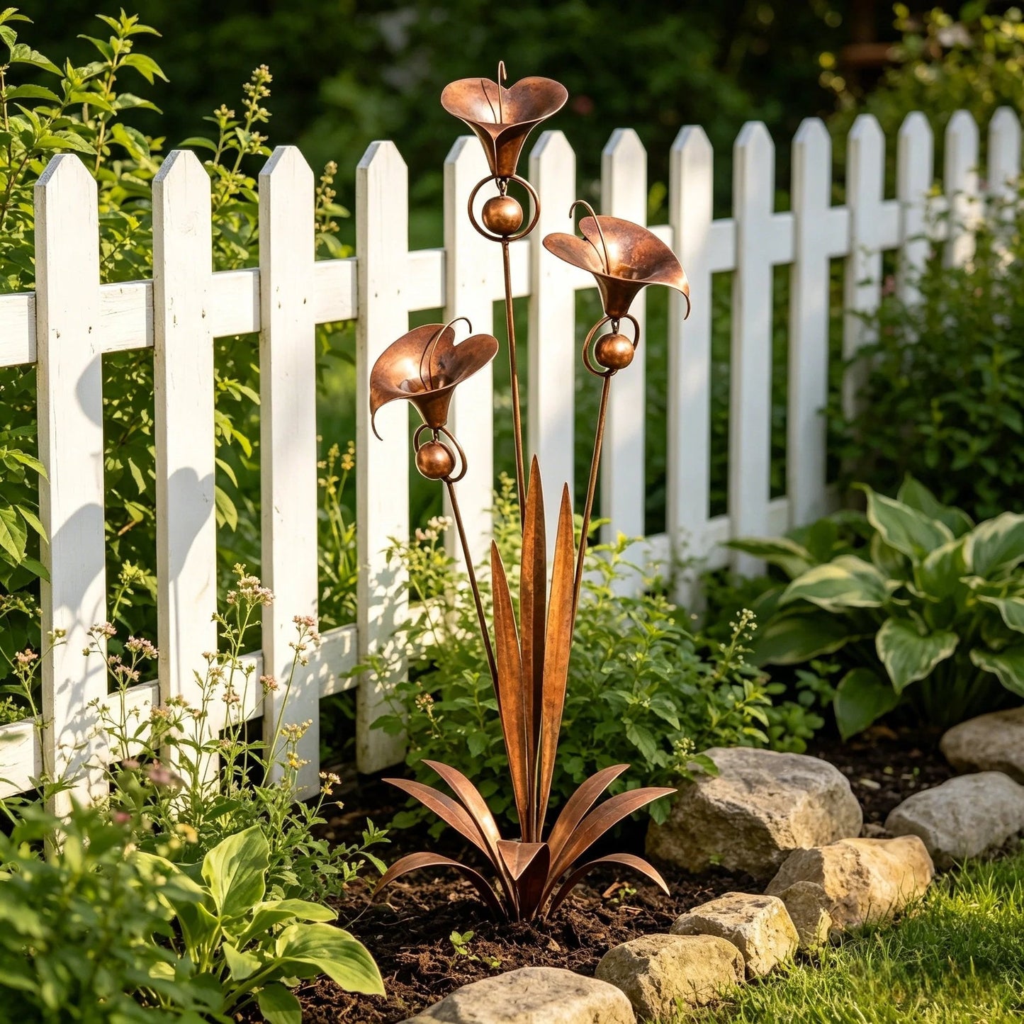 🏡Flamed Three Calla Lilies Garden Stake with Bells