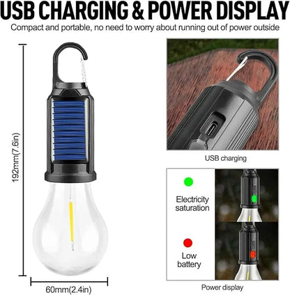Rechargeable Solar LED Light Bulbs with Waterproof Clip Hook, Solar Outdoor Lights, Portable Camping Gear for Hiking & Emergency Use,father'sdaygifts,campingessentials,campinggear