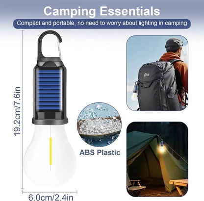 Rechargeable Solar LED Light Bulbs with Waterproof Clip Hook, Solar Outdoor Lights, Portable Camping Gear for Hiking & Emergency Use,father'sdaygifts,campingessentials,campinggear