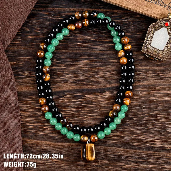 Tiger Eye & Obsidian & Green Aventurine Triple Protection Bracelet