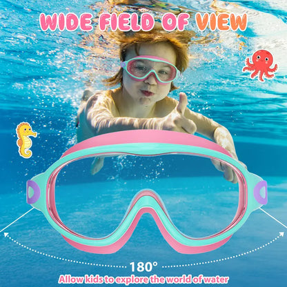 [Deals For You] MARISUN 2 Pack Kids Swim Goggles for 3-15+ UV Protection Anti-Fog High Definition Waterproof Adjustable Goggles for Boys and Girls - Safety anti-uv swimming goggles swim glass anti-fog with Earplugs & Nose Clip,for Lake,Beach, Summer Party