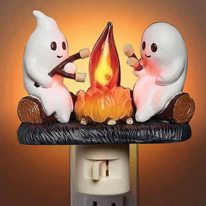 Ghost Campfire Night Light, Plug-in Wall Flickering Flame Nightlight