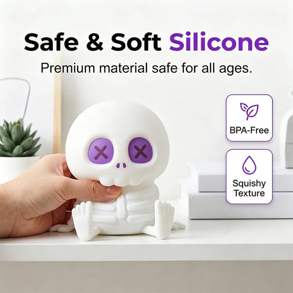 Halloween Skull Silicone Night Light with Touch Control