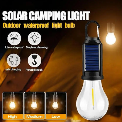 Rechargeable Solar LED Light Bulbs with Waterproof Clip Hook, Solar Outdoor Lights, Portable Camping Gear for Hiking & Emergency Use,father'sdaygifts,campingessentials,campinggear