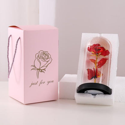 🔥Last day 50% discount – 🌹Eternal butterfly rose in glass dome with LED lighting✨