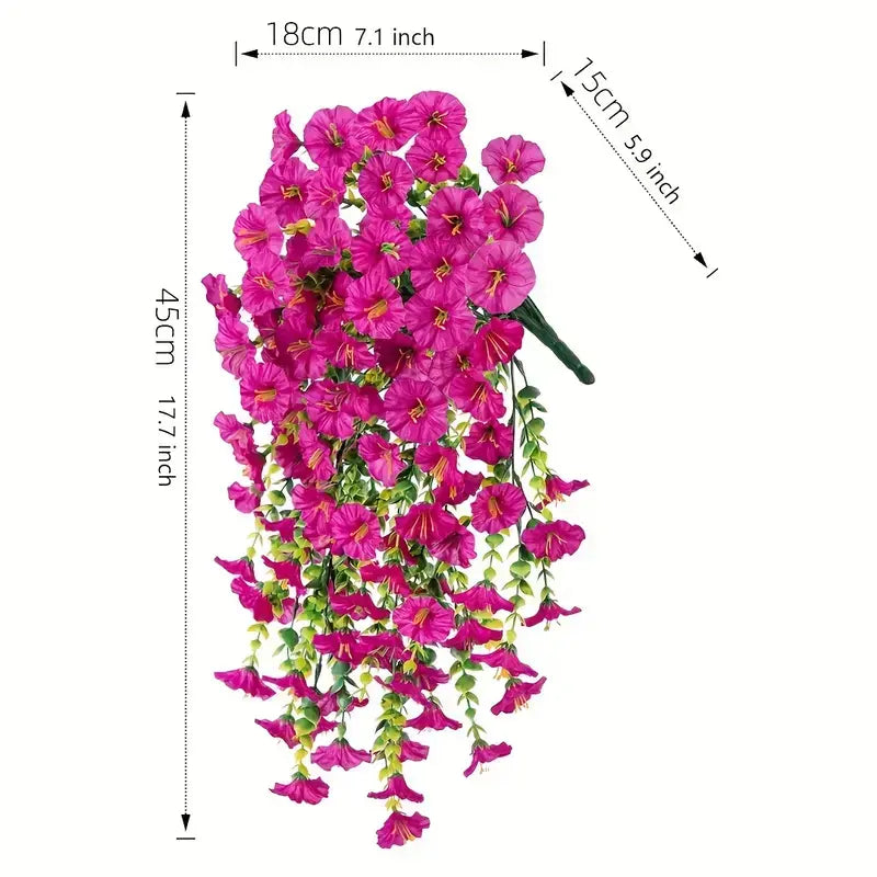 2pcs Hanging Artificial Morning Glory Vine - UV-Resistant Plastic Fake Flowers with Flower Design, Backyard & Outdoor Decor, Home Office Home Supplies summerwins,summerwins