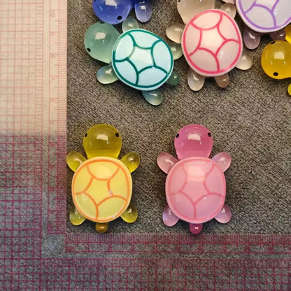 20 Piece Glow-In-The-Dark 3D Turtle Figurines, Colorful Semi-Transparent Resin Decorations, DIY Crafts, Beach Party Gifts, Ocean Theme Events