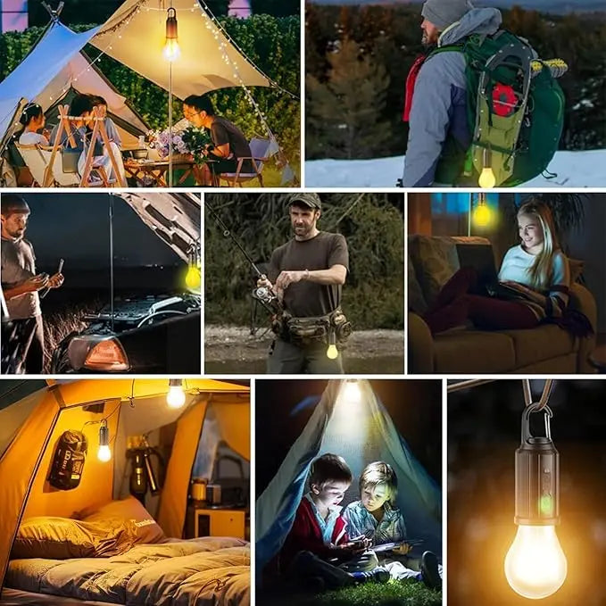 Rechargeable Solar LED Light Bulbs with Waterproof Clip Hook, Solar Outdoor Lights, Portable Camping Gear for Hiking & Emergency Use,father'sdaygifts,campingessentials,campinggear