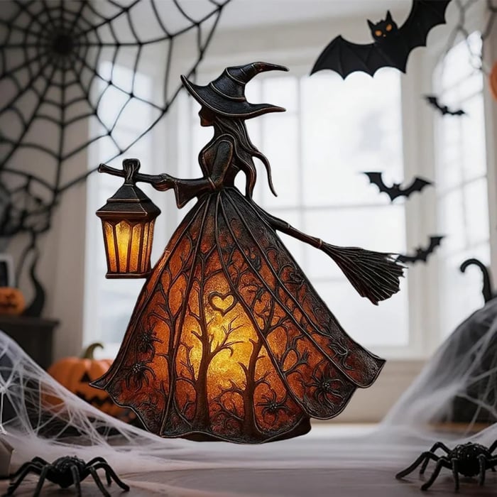 🧹 Halloween Witch Lamp — Gothic Glow for Spooky Souls 👻