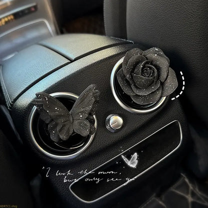 Premium Black Butterfly Car Fragrance Ornament, Car Console Decoration, Car Interior Diffuser Stone Gift