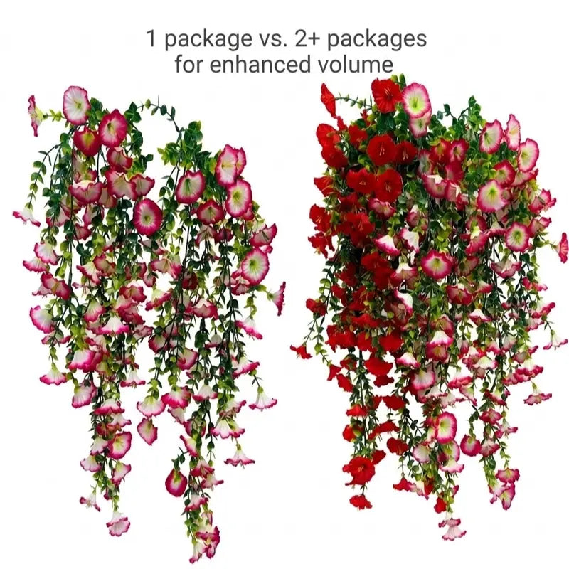 2pcs Hanging Artificial Morning Glory Vine - UV-Resistant Plastic Fake Flowers with Flower Design, Backyard & Outdoor Decor, Home Office Home Supplies summerwins,summerwins