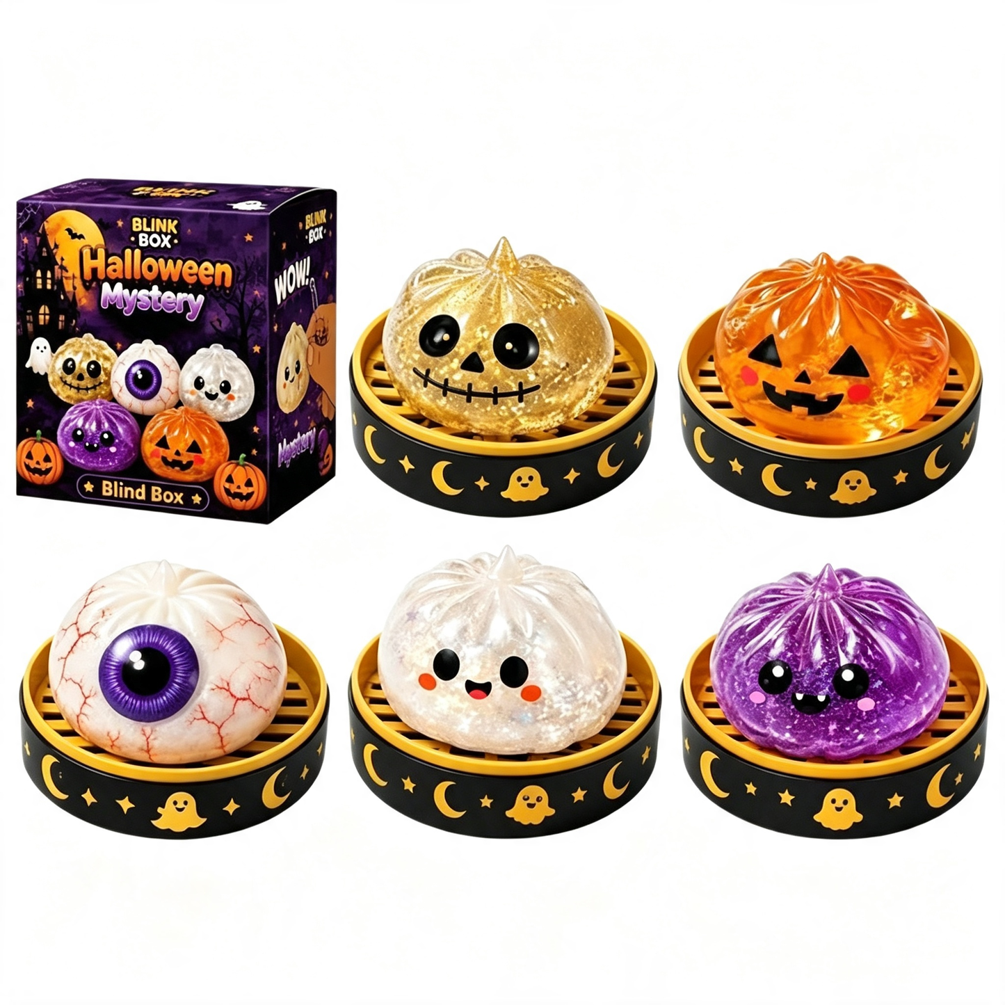 Halloween Ghost Bun Squeeze Toy | Cross-Border Maltose Squeeze Stress-Relief Toy | In-Stock Grip-and-Squeeze Decompression Gift Box