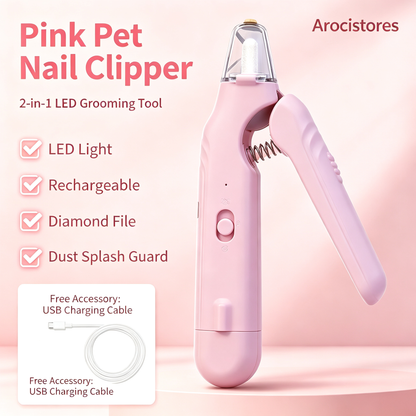 The 2-in-1 design prevents injury to your pet when trimming nails.