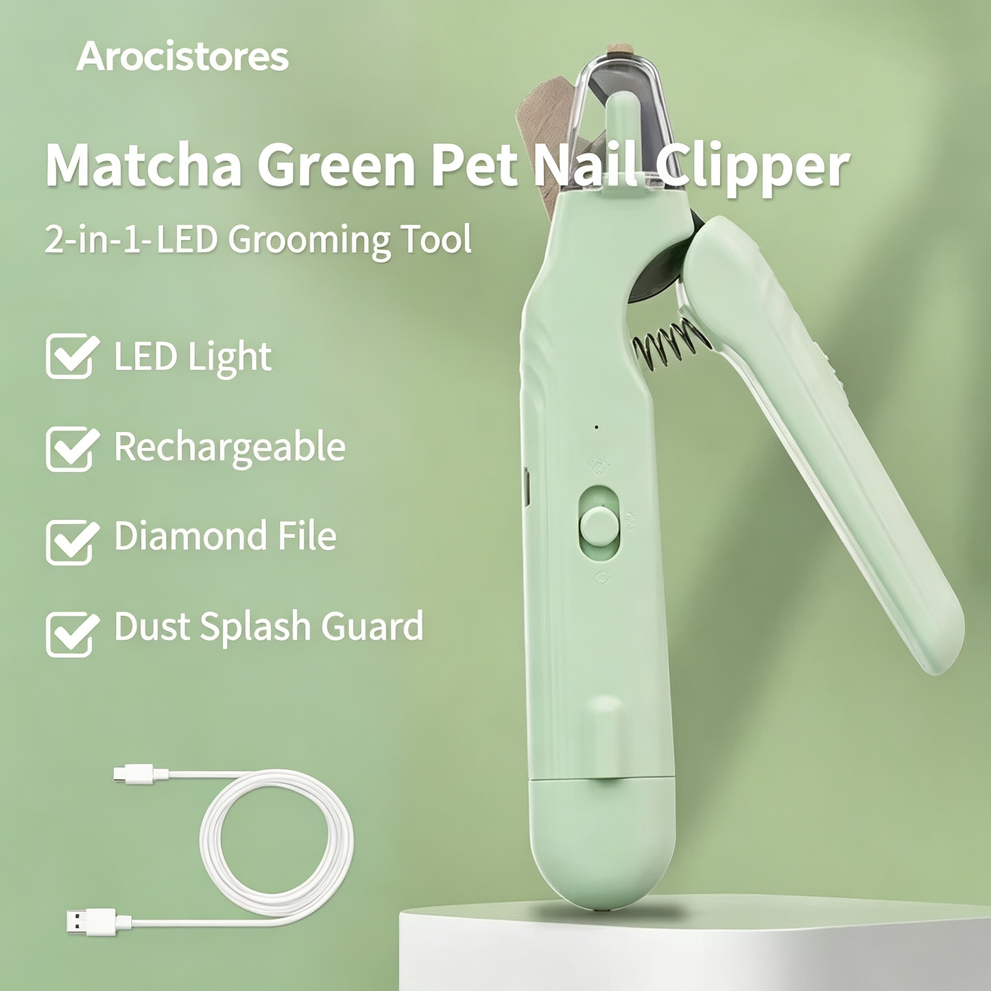 The 2-in-1 design prevents injury to your pet when trimming nails.