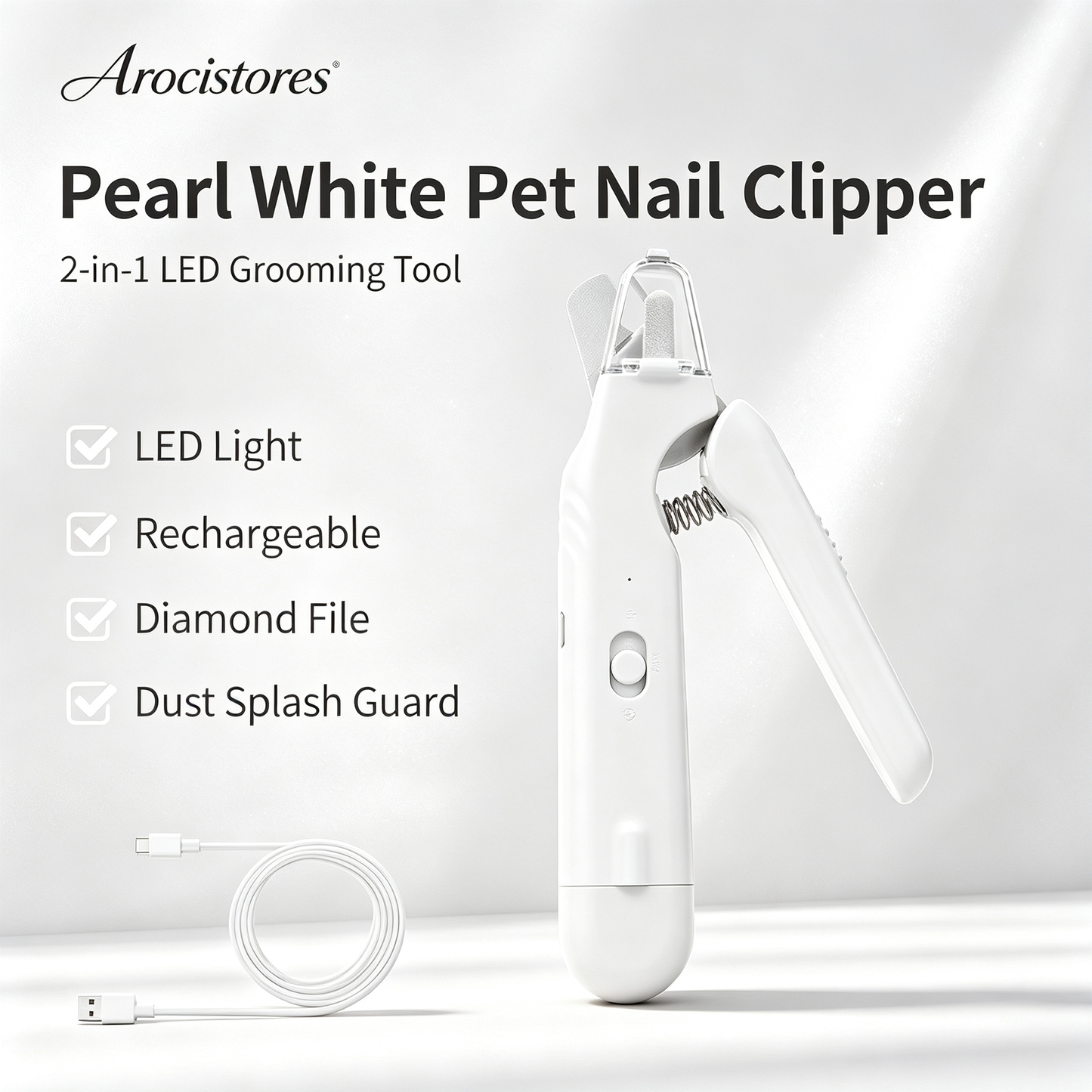 The 2-in-1 design prevents injury to your pet when trimming nails.