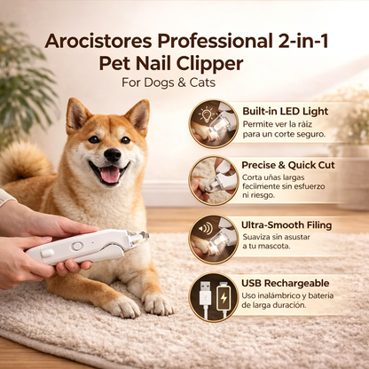 The 2-in-1 design prevents injury to your pet when trimming nails.