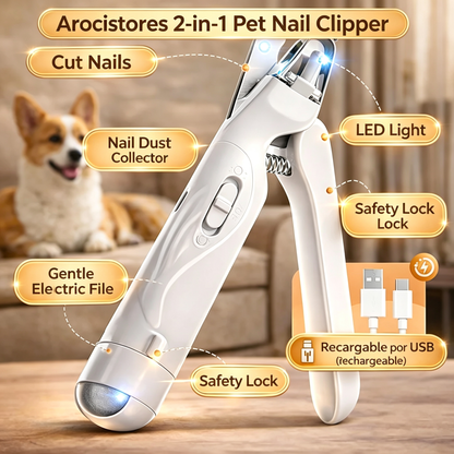 The 2-in-1 design prevents injury to your pet when trimming nails.