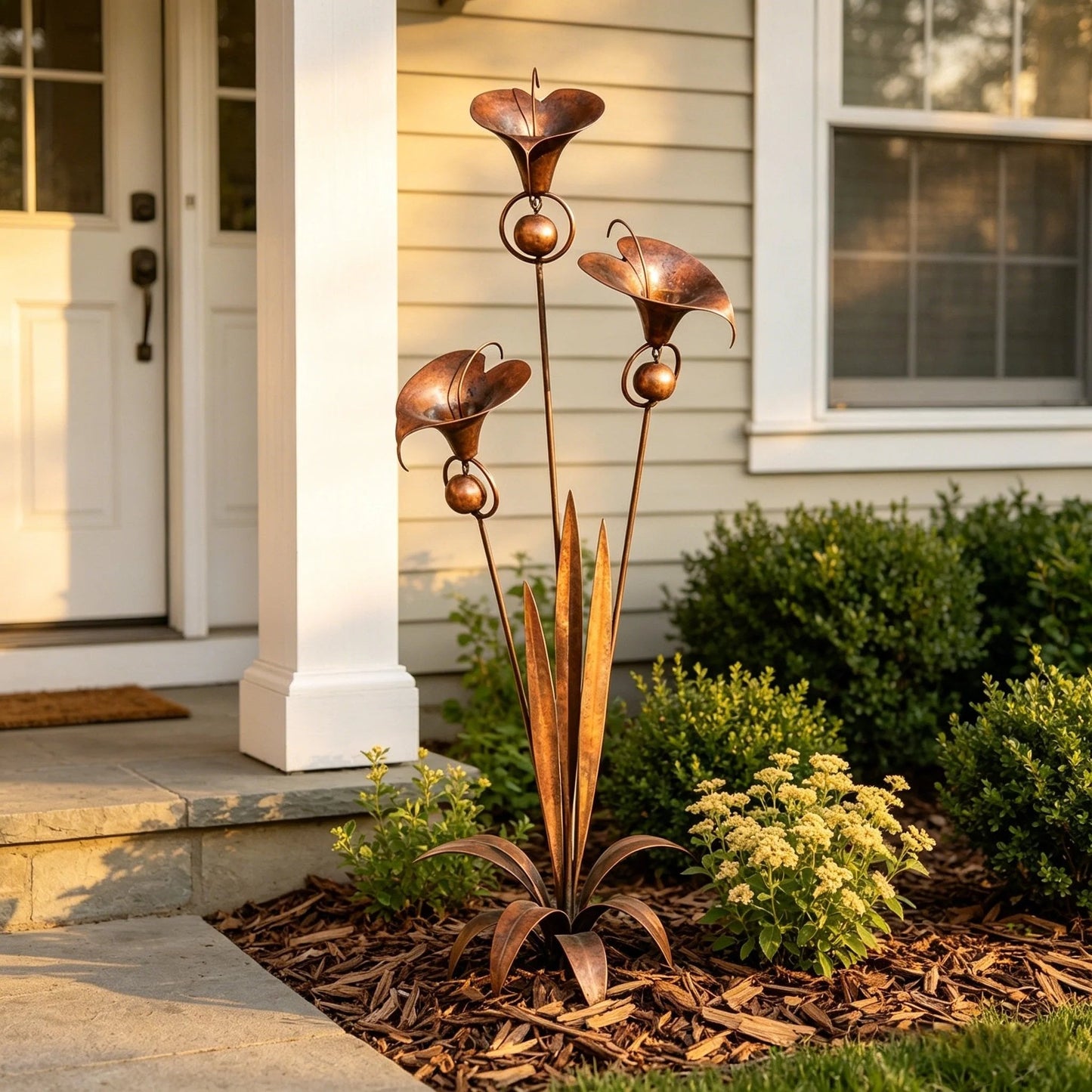 🏡Flamed Three Calla Lilies Garden Stake with Bells