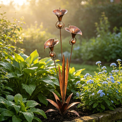 🏡Flamed Three Calla Lilies Garden Stake with Bells
