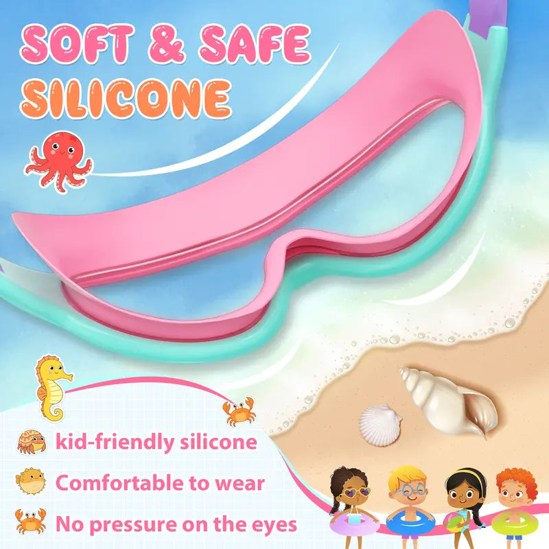 [Deals For You] MARISUN 2 Pack Kids Swim Goggles for 3-15+ UV Protection Anti-Fog High Definition Waterproof Adjustable Goggles for Boys and Girls - Safety anti-uv swimming goggles swim glass anti-fog with Earplugs & Nose Clip,for Lake,Beach, Summer Party