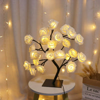 24-LED black background white flower tree light