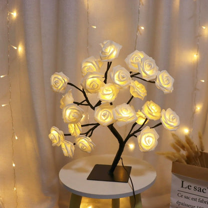 LED Rose Flower Tree Lamp - USB/Battery Powered Tabletop Decor Gift