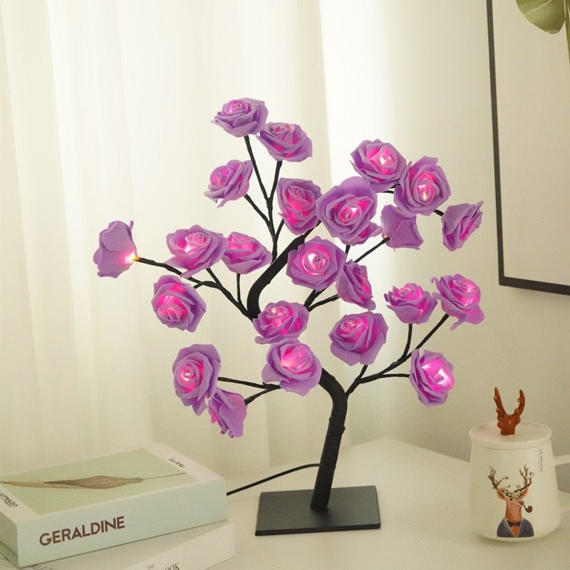 LED Rose Flower Tree Lamp - USB/Battery Powered Tabletop Decor Gift