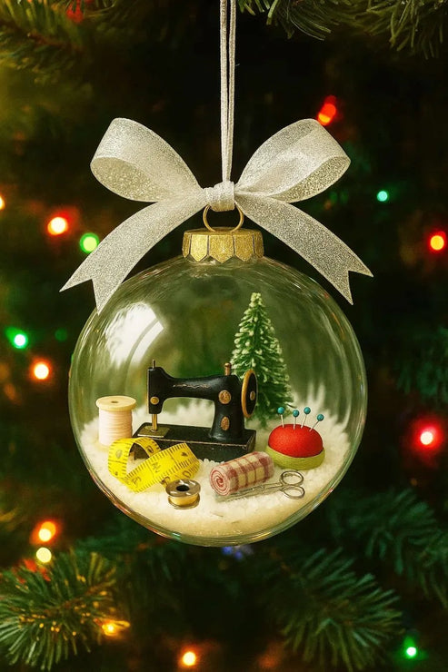 SEWING SNOW GLOBE - DIY Holiday Ornament Kit with Pre-cut Felt, Embroidery Thread and Needle, Perfect Christmas Craft Gift for Family