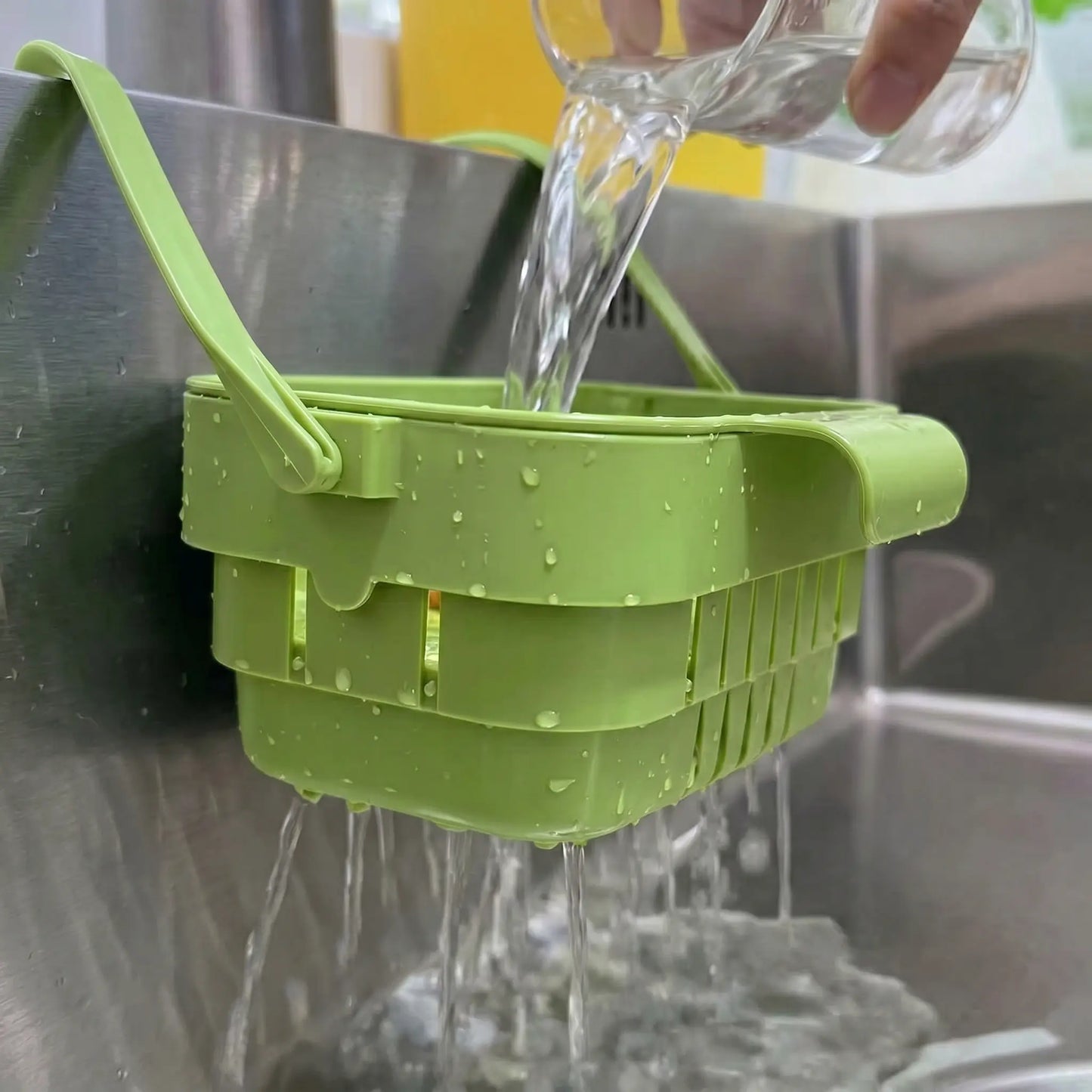 AA Foldable Hanging Kitchen Sink Drain Basket, Stainless Steel Kitchen Accessories - Hands-Free Hygienic Design, High-Efficiency Anti-Clog System, Tool-Free Installation, Slim Space-Saving, Easy-Clean, Low-Maintenance Strainer Kitchenware