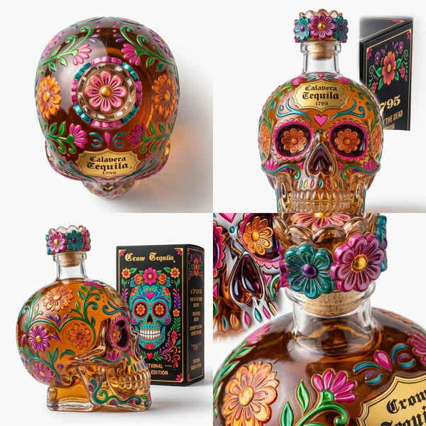 HOT SALE 49% OFF - Day of the Dead Limited Edition Tequila Bottle & Goblet – Limited Edition Art Glass
