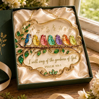 🐦🎶 Psalm 89:1 Songbird Window Suncatcher | Faith Decor with Colorful Birds & Scripture 🕊️✨