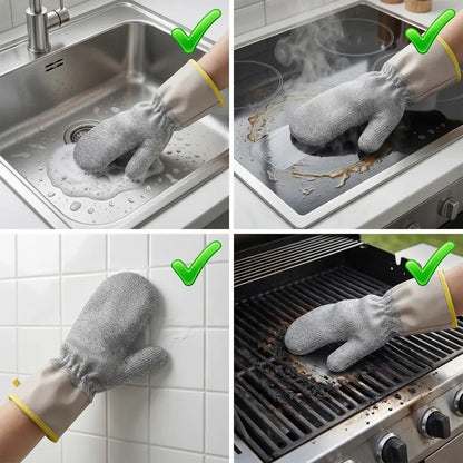 2Pcs Wire Dishwashing Gloves, Waterproof PVC2pcs Liner Scrubber Gloves,Non-Scratch Cleaning Gloves for Kitchen, Reusable & Durable, Protect Hands & Cookware#SummerWins #DealsForYouDays