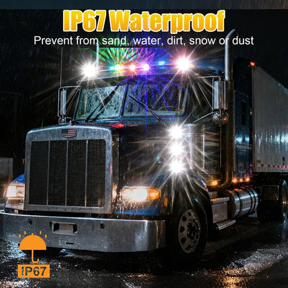 Lens LED Watermelon Lights For Trucks Side Marker Turn Signal Strobe Waterproof Chassis Lighting With Stainless Steel Bezel For Kenworth Peterbilt Freightliner Marine Boat Trailer